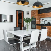 Glasbord för köket: foton i interiören, typer, former, färger, design, stilar-0