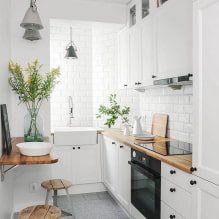 Τραπεζαρία για μια μικρή κουζίνα: θέα, σχέδιο, σχήματα, διαρρύθμιση στο δωμάτιο-6