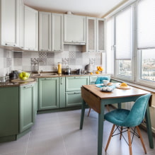 Spisebord for et lite kjøkken: utsikt, design, former, arrangement i rom-3