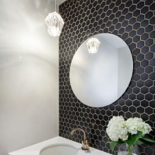 Mosaïque dans la salle de bain: types, matériaux, couleurs, formes, design, choix de finition-4