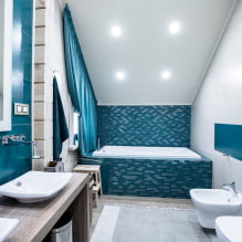 Mozaika vonios kambaryje: tipai, medžiagos, spalvos, formos, dizainas, apdailos pasirinkimas-5