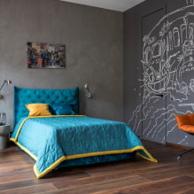 Ágytakaró a hálószobában: fénykép, anyagkiválasztás, szín, kialakítás, rajzok-3