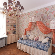 Легло с четири плаката: видове, избор на плат, дизайн, стилове, примери в спалнята и детската стая-5
