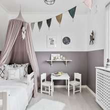 Llit de quatre cartells: tipus, elecció de teixit, disseny, estils, exemples al dormitori i al viver-6