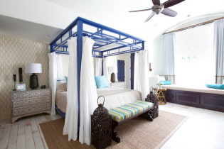 מיטת אפיריון: סוגים, בחירת בד, עיצוב, סגנונות, דוגמאות בחדר השינה ובחדר הילדים