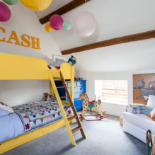 Gyerek emeletes ágyak: fotók a belső terekben, típusok, anyagok, formák, színek, design-6
