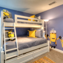 Detské poschodové postele: fotografie v interiéri, typy, materiály, tvary, farby, dizajn-8