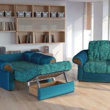 Atzveltnes krēsla gulta: foto, dizaina idejas, krāsa, apdares izvēle, mehānisms, pildviela, rāmis-1