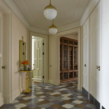 Azulejos en el piso del pasillo y pasillo: diseño, tipos, opciones de diseño, colores, combinación-1
