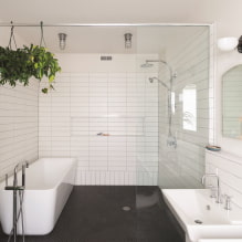 אריח לבן בחדר האמבטיה: עיצוב, צורות, שילובי צבעים, אפשרויות פריסה, צבע דשא -3