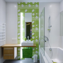 Jubin putih di bilik mandi: reka bentuk, bentuk, kombinasi warna, pilihan susun atur, warna grout-8