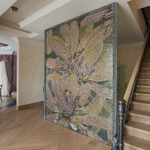 Mozaika v interiéri: povrchová úprava, typy, formy dlaždíc, farba, dizajn a kresby-4
