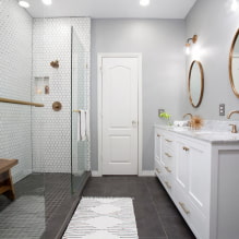 Douche de carreaux: types, dispositions de carreaux, design, couleur, photo à l'intérieur de la salle de bain-0