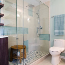 Pancuran ubin: jenis, susun atur, reka bentuk, warna, foto di pedalaman bilik mandi-6