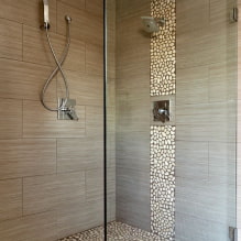 Csempe zuhany: típusok, lapok elrendezése, kivitel, szín, fénykép a fürdőszoba belsejében-7