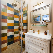 Douche de carreaux: types, dispositions de carreaux, design, couleur, photo à l'intérieur de la salle de bain-8