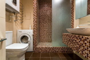 Salle de douche carrelée: types, options de disposition des carreaux, design, couleur, photo à l'intérieur de la salle de bain