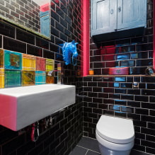 Црне плочице у купатилу: дизајн, примери распореда, комбинације, фотографије у унутрашњости-4
