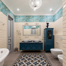 Layout af fliser i badeværelset: regler og metoder, farvefunktioner, ideer til gulv og vægge-1