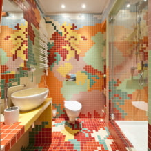 Изглед плочица у купатилу: правила и методе, карактеристике боје, идеје за под и зидове-3