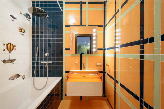 Układ płytek w łazience: zasady i metody, cechy kolorów, pomysły na podłogę i ściany