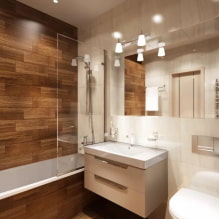 Carrelage en bois dans la salle de bain: design, types, combinaisons, couleurs, options pour le revêtement et la disposition-0