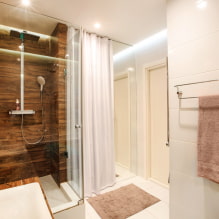 Wood-like tiles in the bathroom: design, types, combinations, colors, options for facing and layout-2