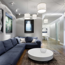 Blå sofa i det indre: typer, mekanismer, design, polstermaterialer, nuancer, kombinationer-4