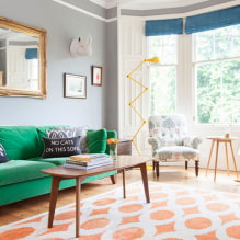 Sofa hijau: jenis, reka bentuk, pilihan bahan upholsteri, mekanisme, kombinasi, warna-7