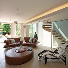 Sofa coklat di pedalaman: jenis, reka bentuk, bahan upholsteri, warna, kombinasi-2