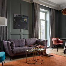 Violetinė sofa interjere: tipai, apmušalų medžiagos, mechanizmai, dizainas, atspalviai ir deriniai-5