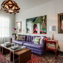 Violets dīvāns interjerā: veidi, apdares materiāli, mehānismi, dizains, toņi un kombinācijas-8
