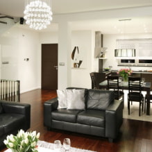 Sofa đen trong nội thất: vật liệu bọc, sắc thái, hình dạng, ý tưởng thiết kế, kết hợp-3