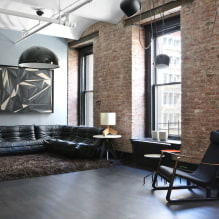 Sofa đen trong nội thất: vật liệu bọc, sắc thái, hình dạng, ý tưởng thiết kế, kết hợp-7