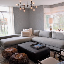 Kauč ​​s osmanlijom: vrste, dizajn, oblici, boje, materijali za presvlake, mogućnosti lokacije-0