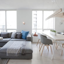 Sofa dengan sebuah puak: jenis, reka bentuk, bentuk, warna, upholsteri, pilihan susun atur-2