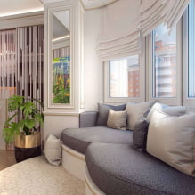 Sofa på balkongen eller loggia: typer, design, skjemaer, overnattingsalternativer-0