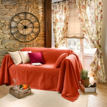 Trải giường trên ghế sofa: các loại, thiết kế, màu sắc, vải cho kết thúc tốt đẹp. Cách sắp xếp kẻ sọc? -1