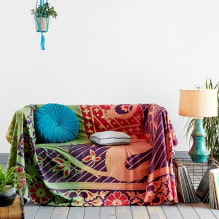 Покривало на диван: видове, дизайн, цветове, тъкани за увиване. Как да подредим хубаво карето? -3