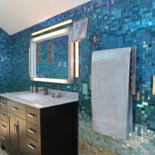 Glass tile: types, design, colors, finishes, shapes, examples with mosaic-4