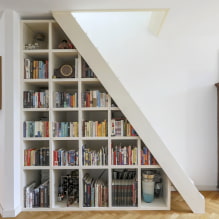 Merdivenlerin altındaki dolap: tipleri, doldurma seçenekleri, özel bir evde orijinal fikirler-6