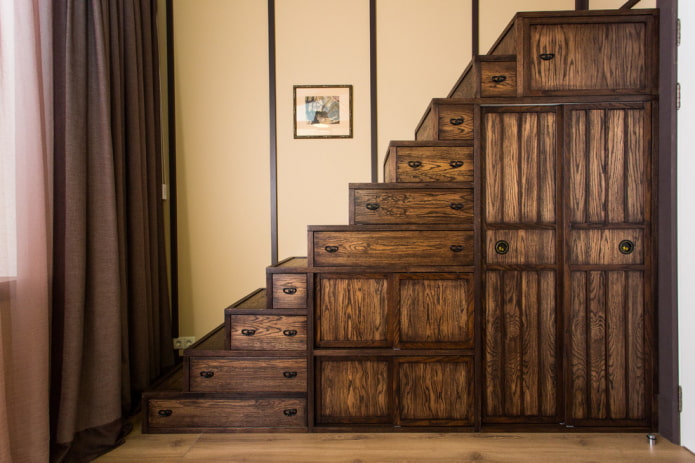 Armoire sous l'escalier: types, options de remplissage, idées originales dans une maison privée