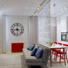 Design Studio Apartment 30 Quadratmeter. m. - Foto des Innenraums, Ideen für die Anordnung von Möbeln, Beleuchtung-5