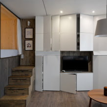 Design Studio Apartment 20 Quadratmeter. m. - Foto des Innenraums, Wahl der Farbe, Beleuchtung, Arrangement-Ideen-6