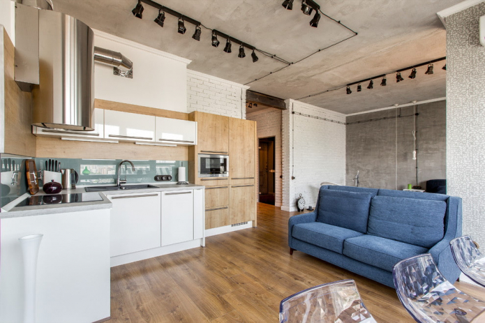 Loft-style studio apartment: design ideas, choice of finishes, furniture, lighting