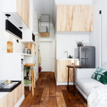 Neliela studijas tipa dzīvokļa 18 kvadrātmetru dizains. m. - interjera fotogrāfijas, ideju idejas-1