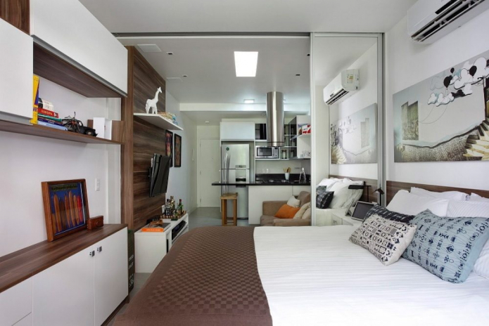 Dizaina studijas tipa dzīvoklis 29 kvadrātmetri. m. - interjera foto, idejas izkārtojumam