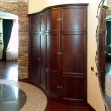 Γωνιακή ντουλάπα στο διάδρομο: τύποι, υλικά, χρώματα, σχέδιο και σχήματα, εσωτερική γέμιση-2