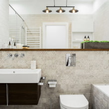 Rak di bilik mandi: jenis, reka bentuk, bahan, warna, bentuk, pilihan penempatan-0