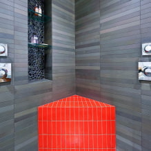 מדפים בחדר האמבטיה: סוגים, עיצוב, חומרים, צבעים, צורות, אפשרויות מיקום -2